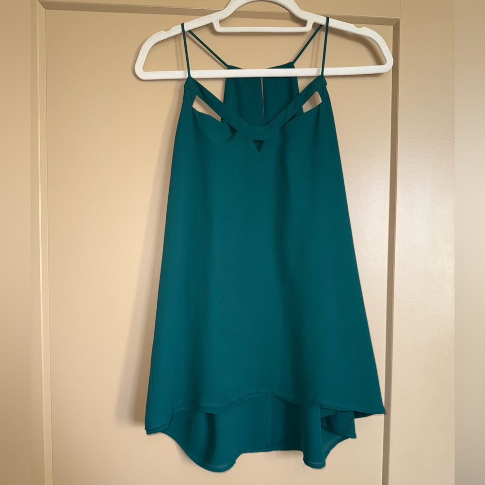 Express Forest Green Camisole with Cut-Out Design